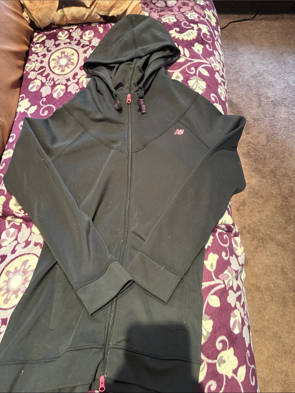 New Balance Black Hoodie with Pink Accents